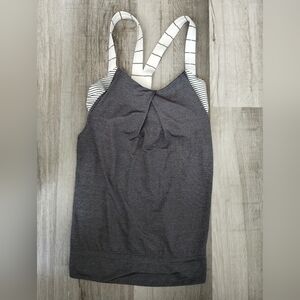 Lululemon lemon Striped Gray and White Women's Top 4